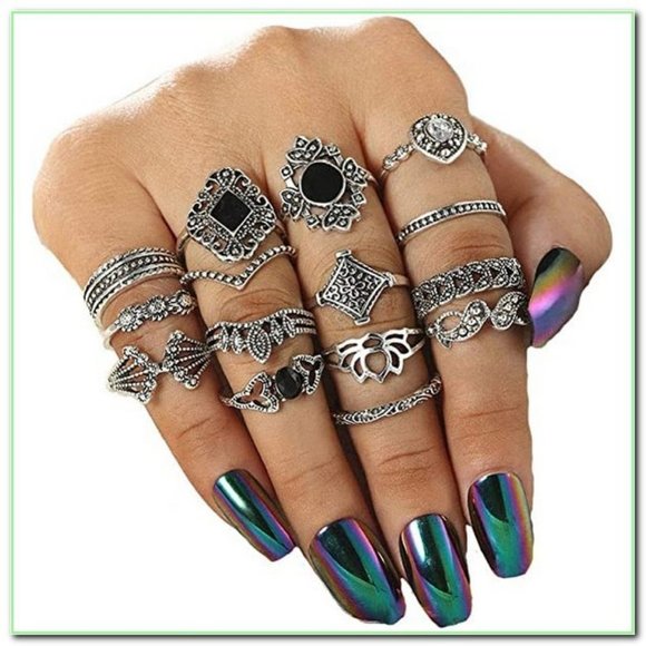 𝅺vintage Knuckle Stacking Rings Set, F - Picture 1 of 5
